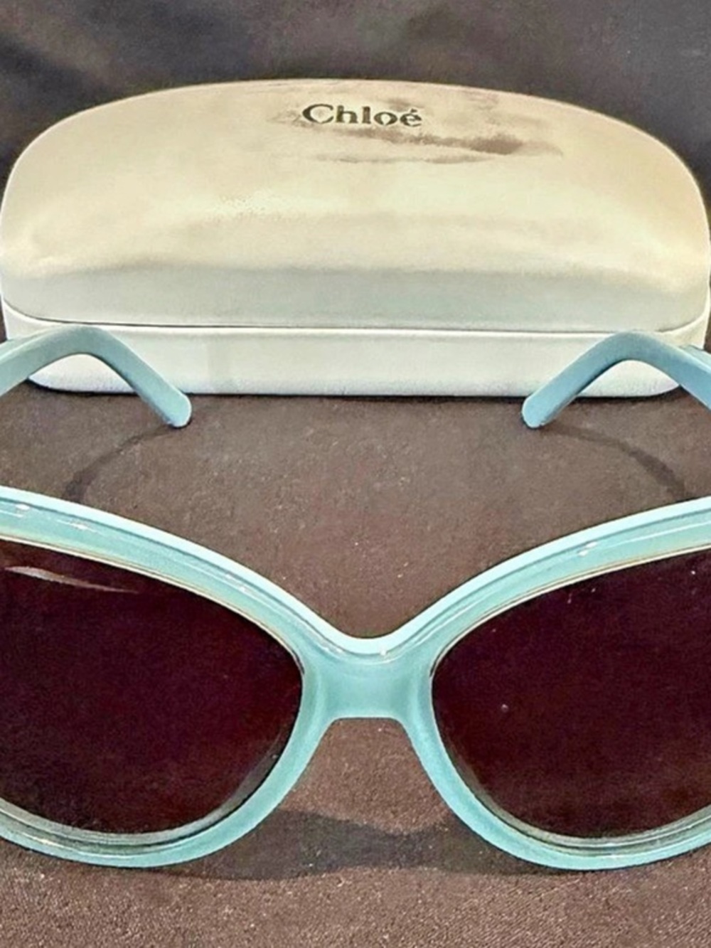 Chloé Blue & Brown Cat-Eye Sunglasses with Case